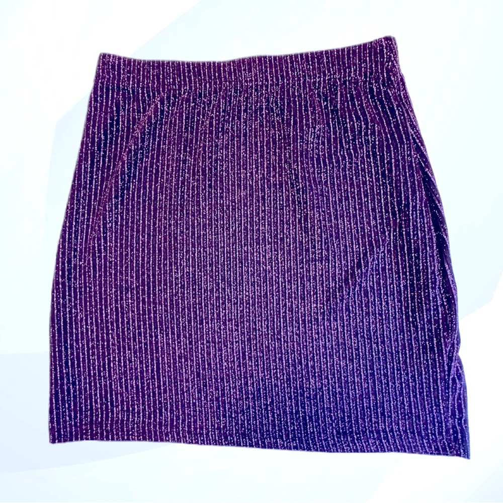 Black Mini Skirt with Metallic Purple Stripes Size Medium